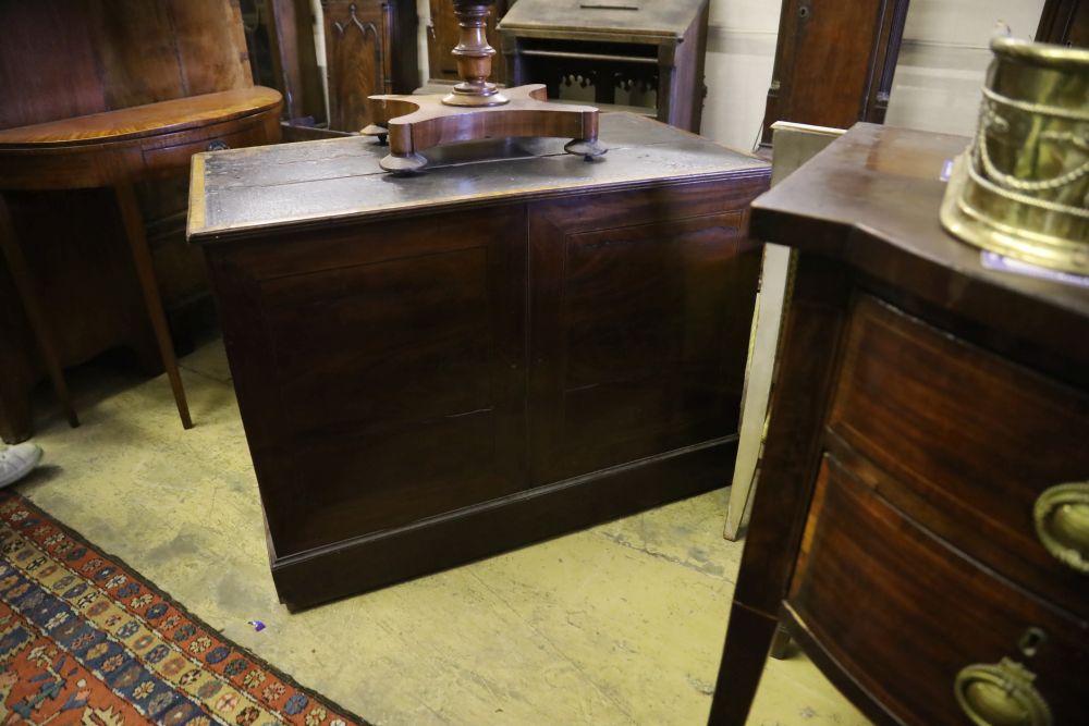 A George IV mahogany kneehole desk, with recessed cupboard, W.115cm, D.60cm, H.76cm